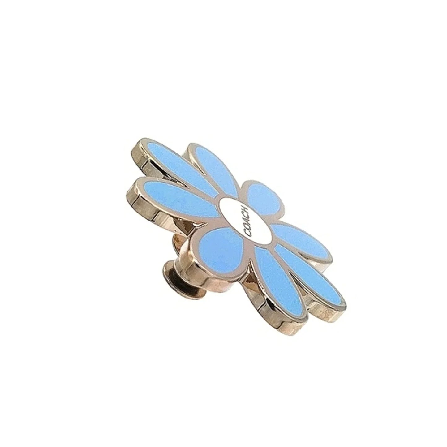 COACH Rare Vintage Sky Blue Daisy Kilt Pin Brooch Purse Backpack Charm