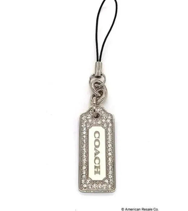 Rare COACH LOZ Pave Lanyard Diamond Enamel Keychain FOB CZ Purse Charm Tag #8865