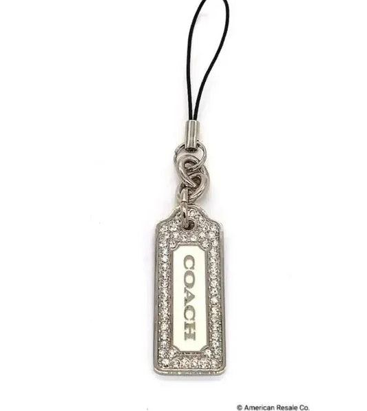 Rare COACH LOZ Pave Lanyard Diamond Enamel Keychain FOB CZ Purse Charm Tag #8865