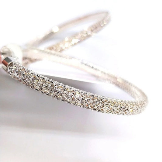 New LIZ CLAIBORNE 2" Silver Hoop Earrings with Encased Cubic Zirconias