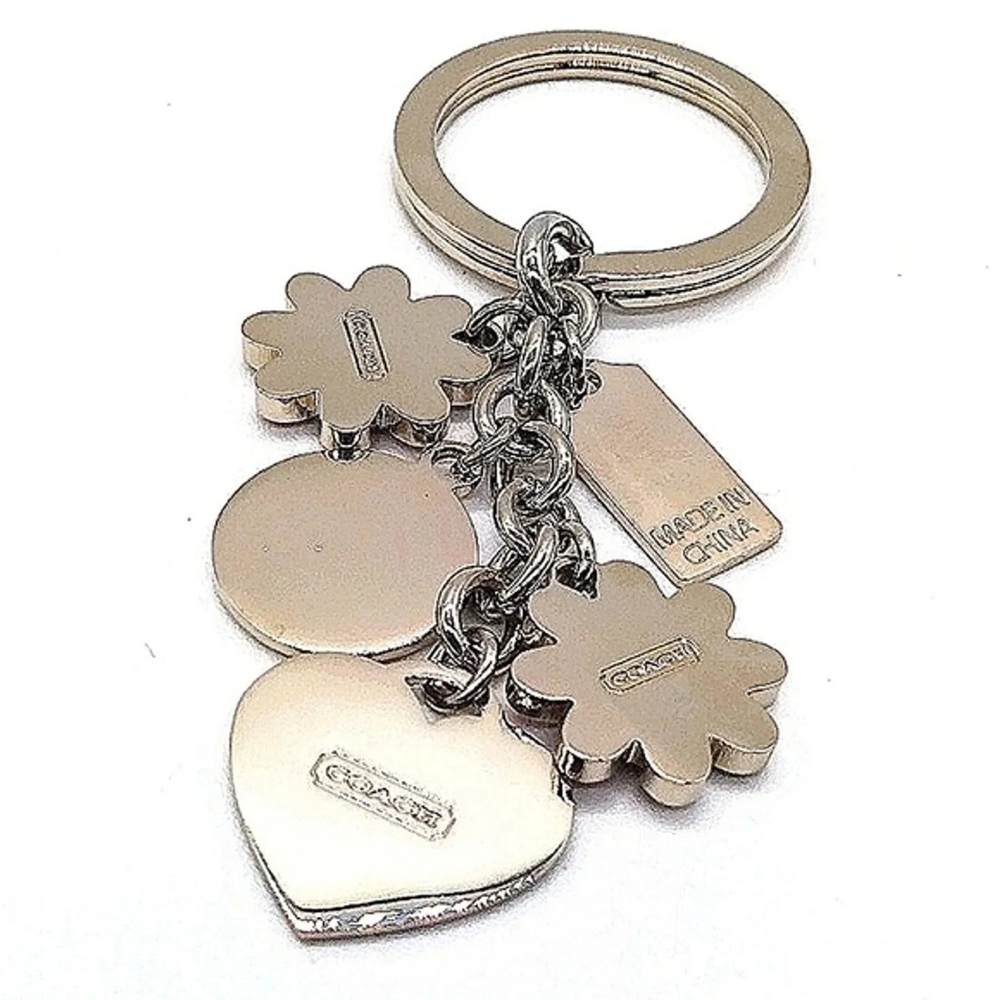 COACH Vintage Pink Heat Daisy Swarovski Crystal Keychain Fob Purse Charm