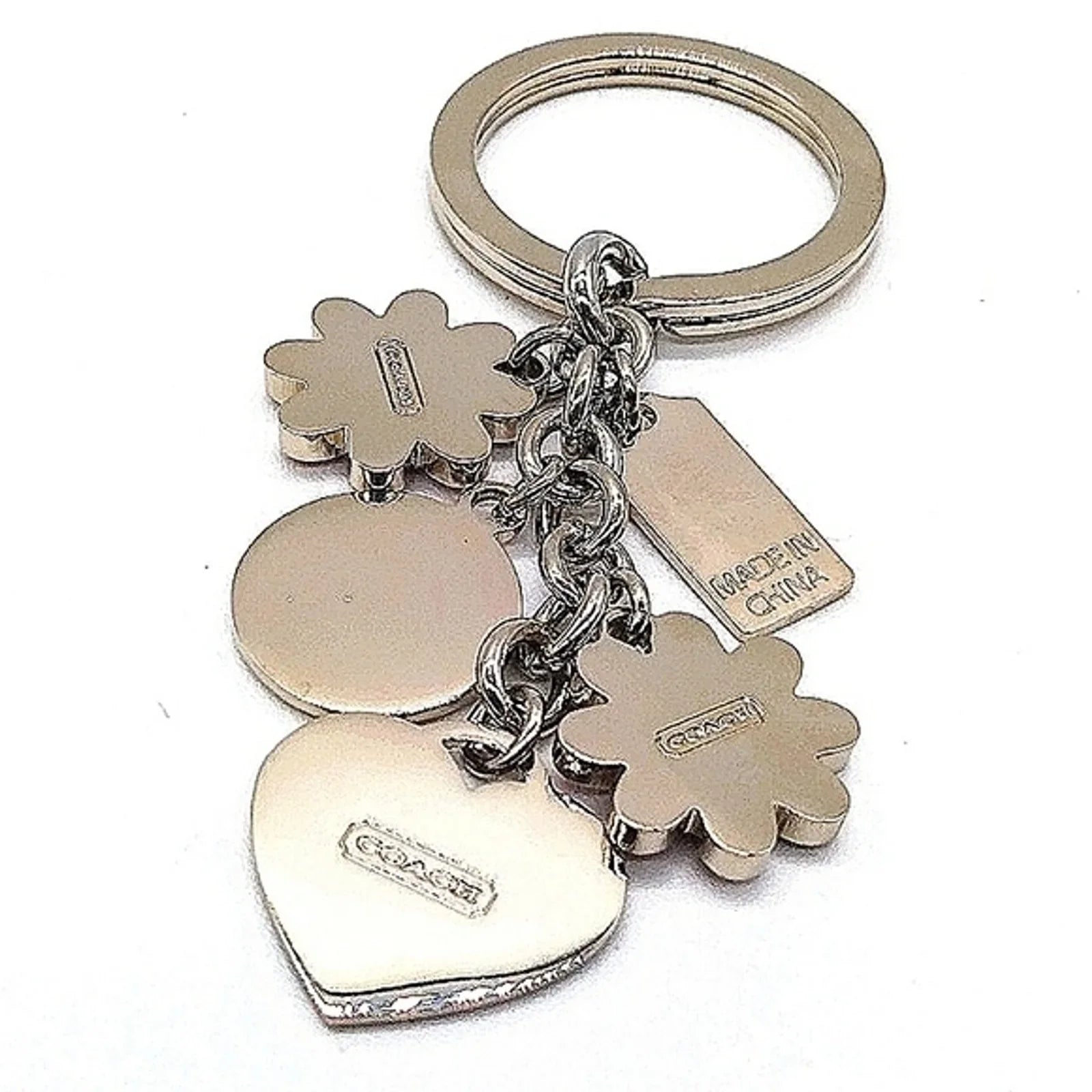 COACH Vintage Pink Heat Daisy Swarovski Crystal Keychain Fob Purse Charm