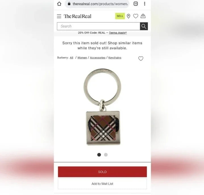 Authentic Vintage BURBERRY Nova Check Plaid Tan Key FOB Keychain Unisex Charm