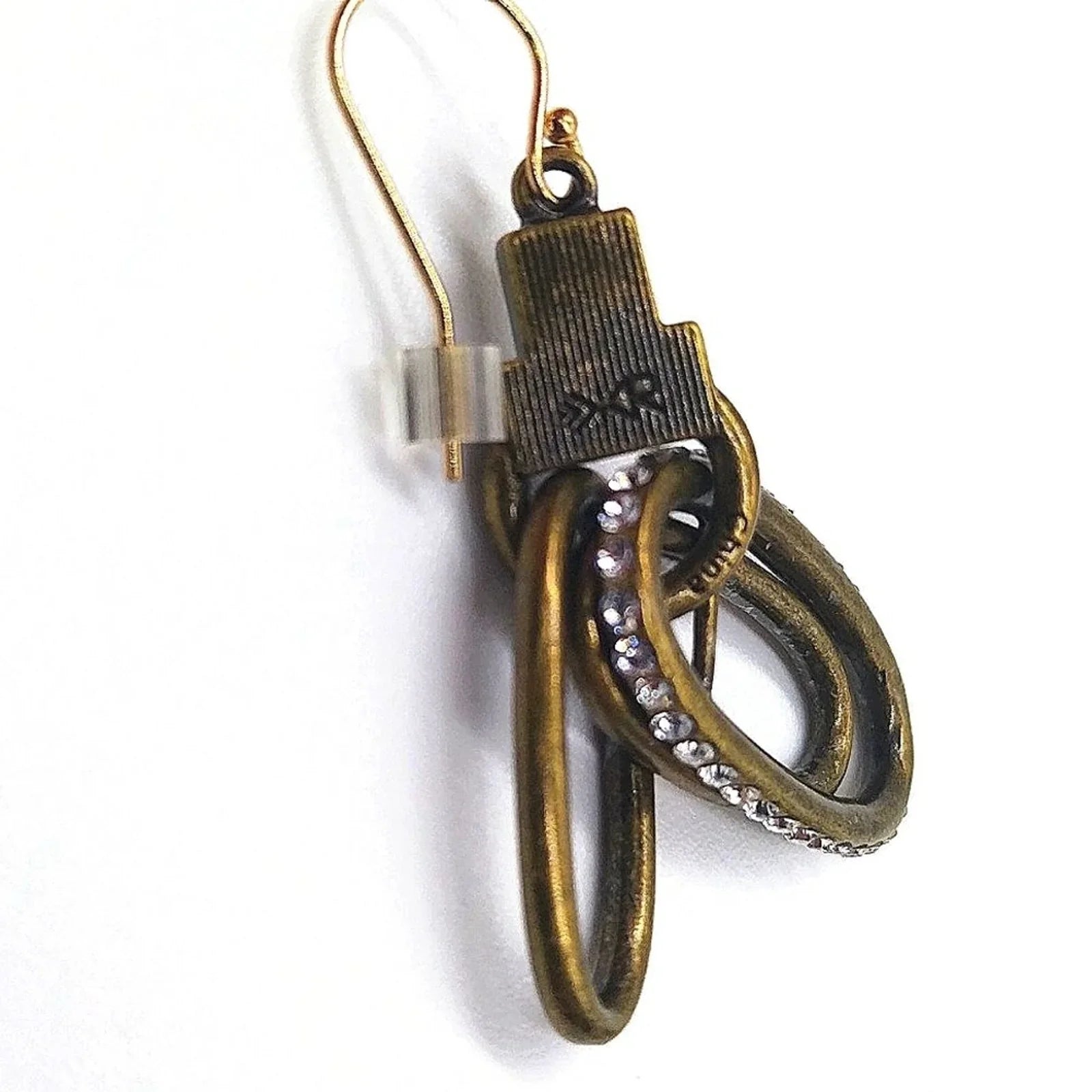SILPADA KR Modern Maven Brass 2" Drop Dangle Earrings with Swarovski Crystals