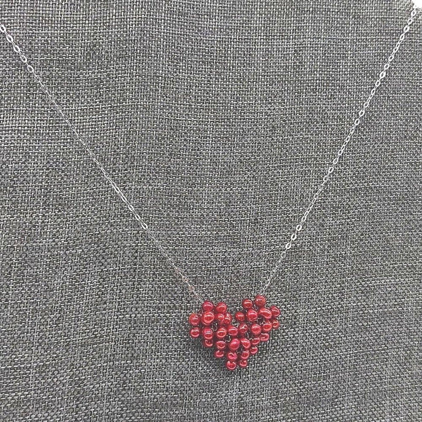 Cultured Freshwater Pearl Heart Pendant Necklace in Sterling Silver