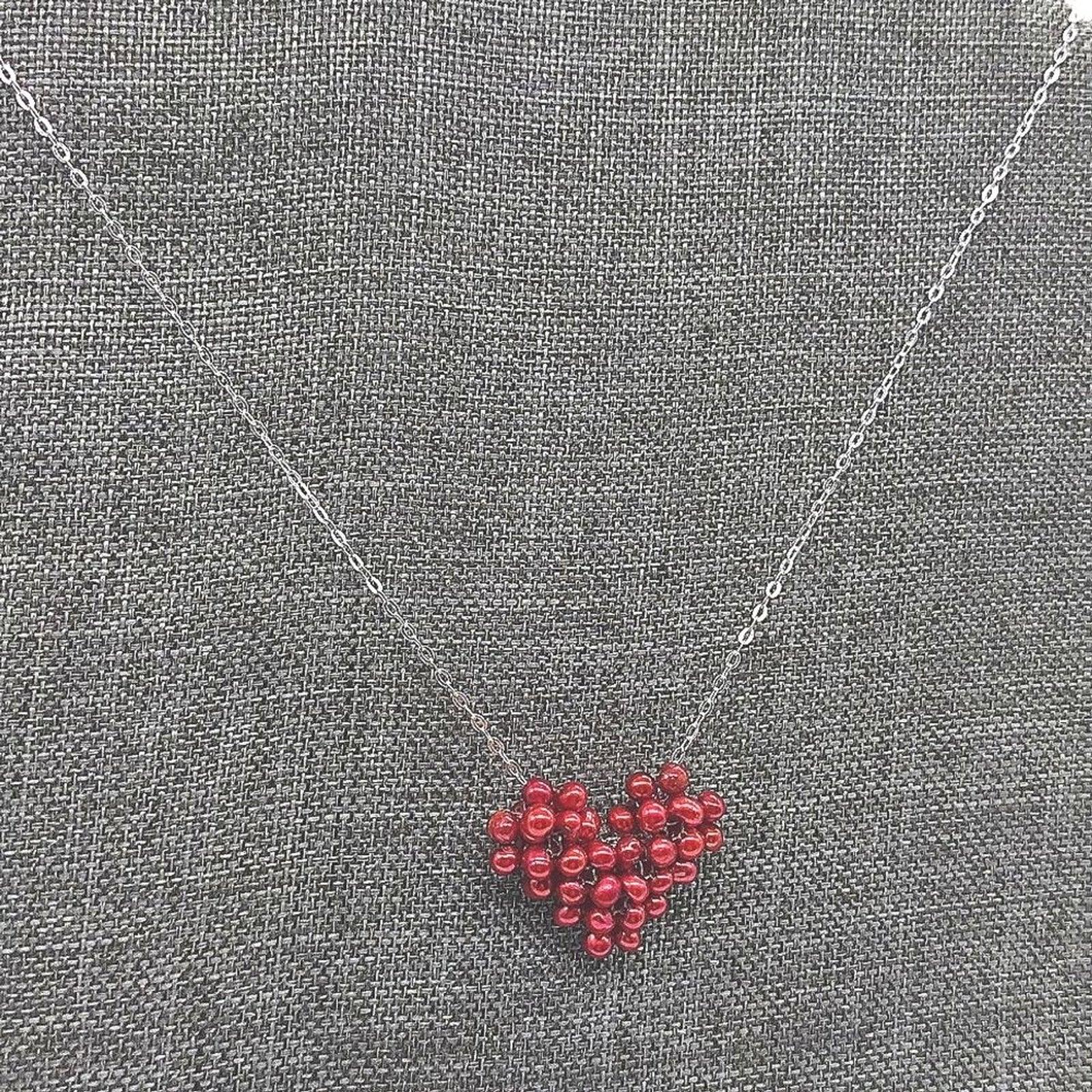 Cultured Freshwater Pearl Heart Pendant Necklace in Sterling Silver