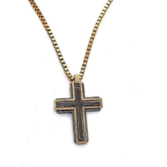 GUESS 26" Gold Cross Dog Tag Pendant Necklace with Single Cubic Zirconia Cryst…