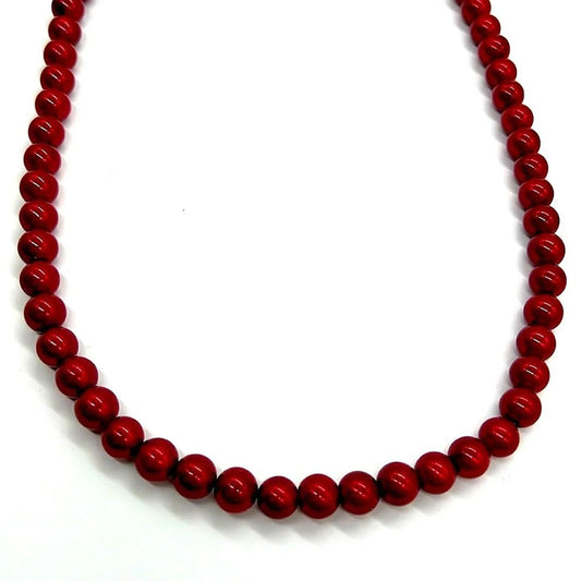 Vintage JOAN RIVERS Signed 30” Classic Collection Red Pearl Necklace