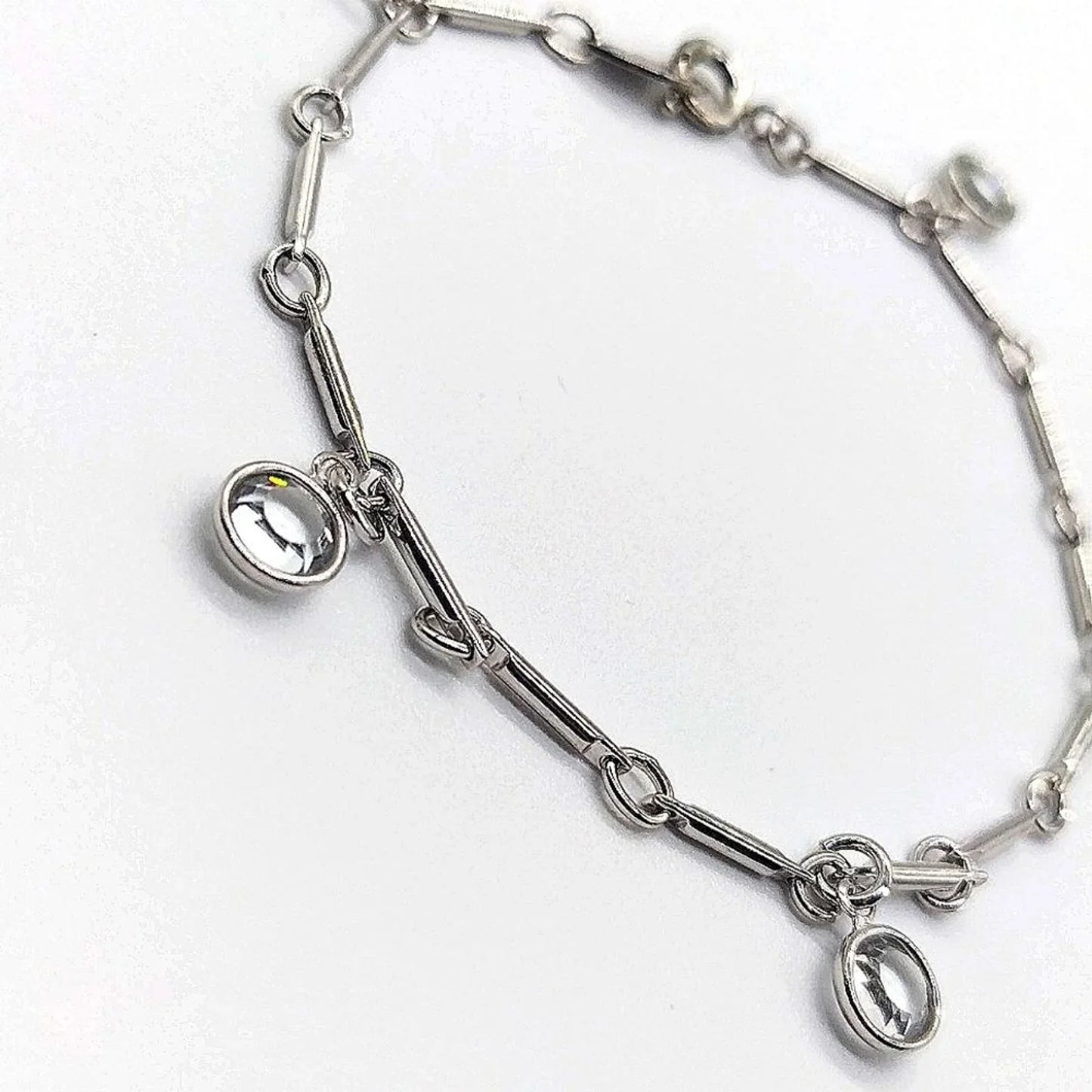 KJL Kenneth Jay Lane Vintage Crystal Bracelet in Silver 7.5"-Korea