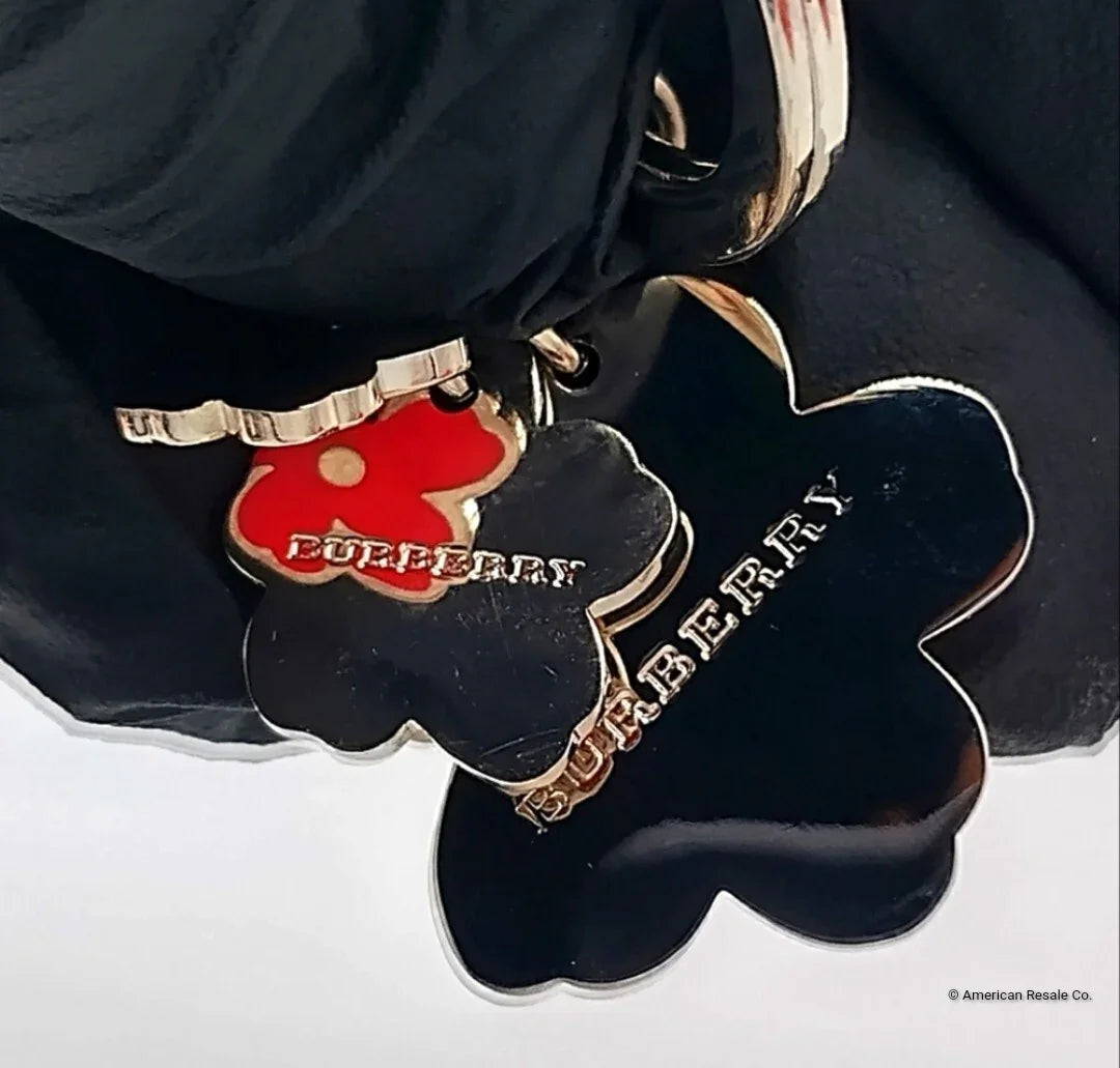 Burberry Prorsum Red Flower Bloom Key Fob Purse Charm Handbag tag
