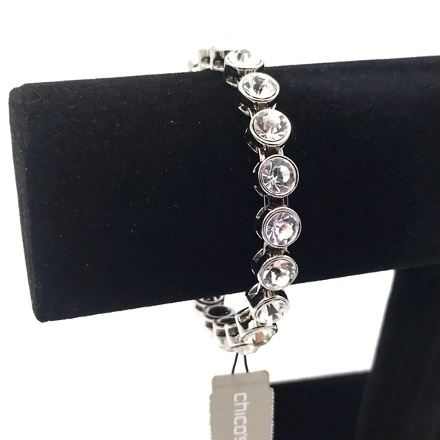 $40 Chicos CZ Cubic Zirconia Rasa Bangle Bracelet With Swarovski Crystals NWT