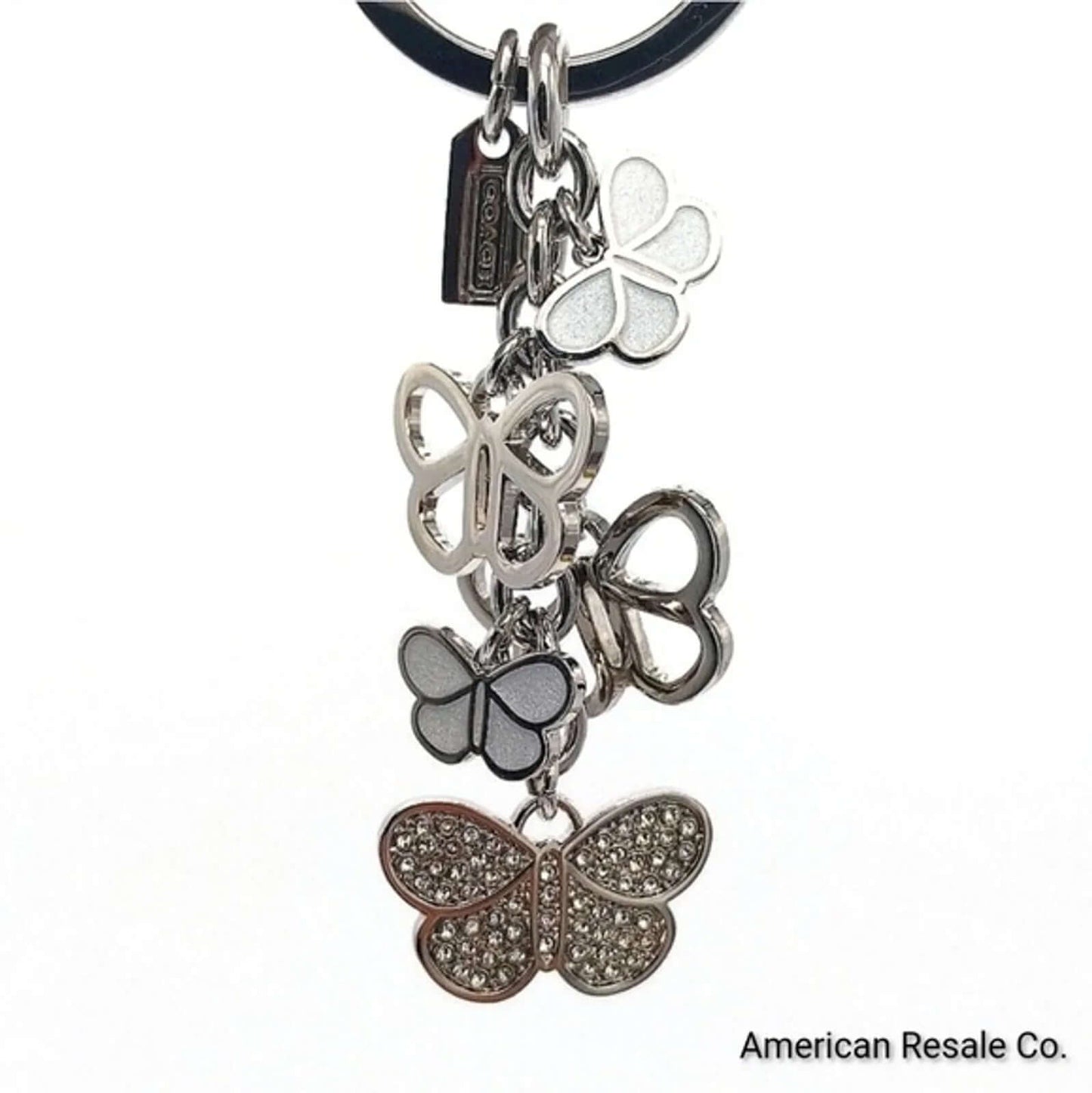 Vintage COACH Multi Butterfly Pave Swarovski Crystal Keychain Purse Charm-Rare