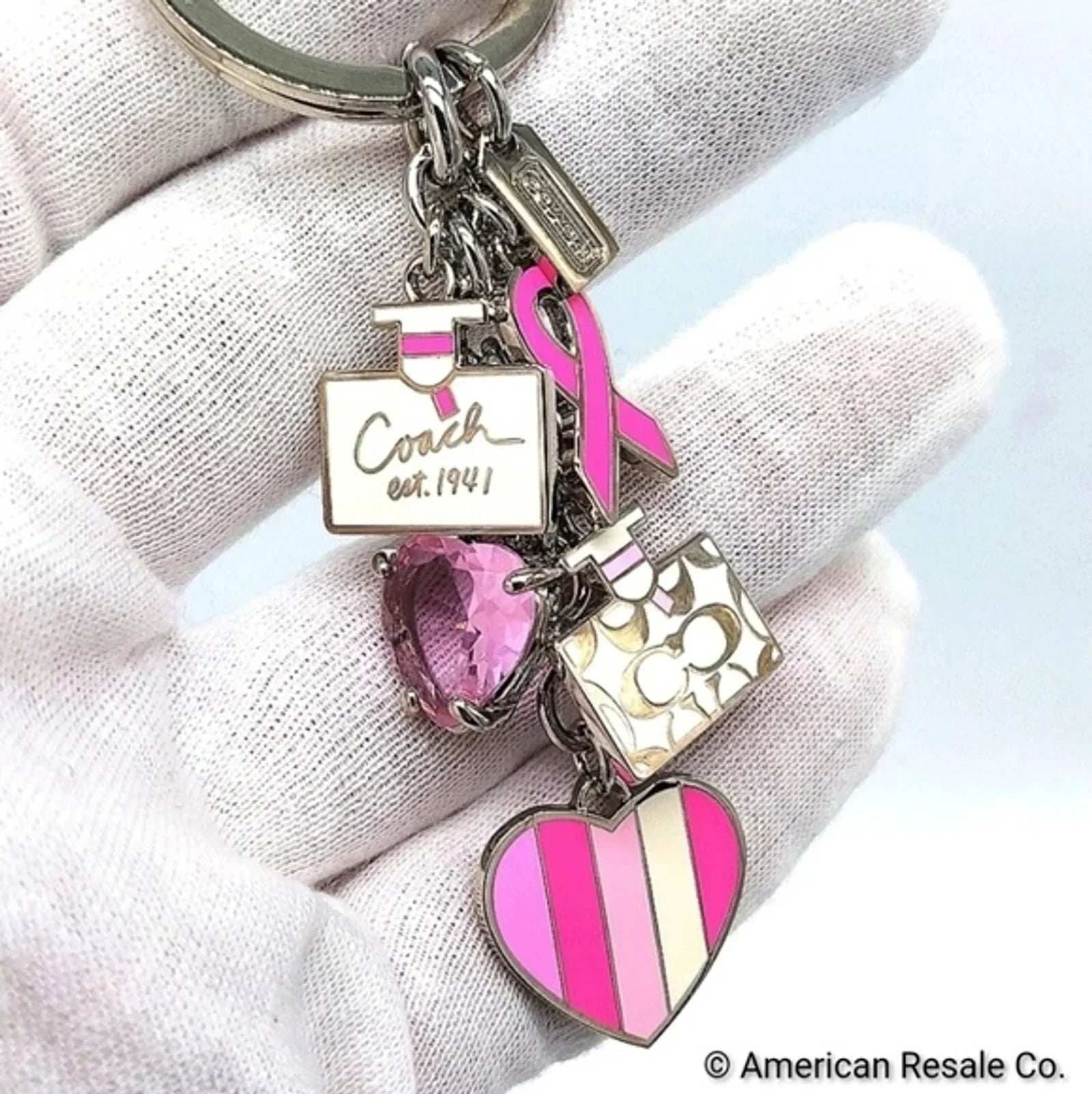 Vintage COACH BCA Breast Cancer Awareness Keychain Fob Multi Purse Charm #92161