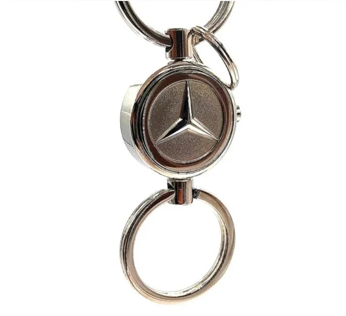 Genuine Silver Mercedes Benz Dual Fob Keychain Detachable for Valet OEM-NIB