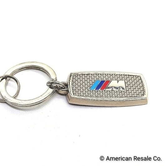 Authentic Vintage BMW M Power Logo Stainless Steel Chrome Keychain Key Fob OEM.