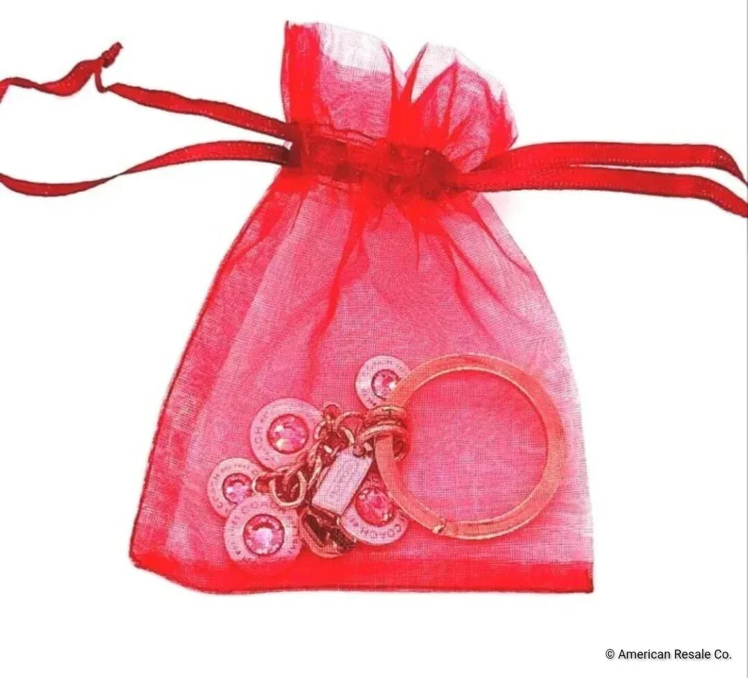 COACH Vintage BCA Signature Pink Diamond CZ Multi Charm Fob Keychain 1734