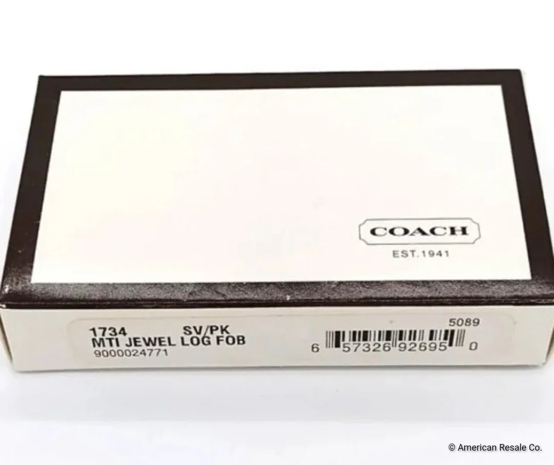 NEW IN BOX COACH Signature Pink Diamond CZ gemstone Charm Fob Keychain-Vintage