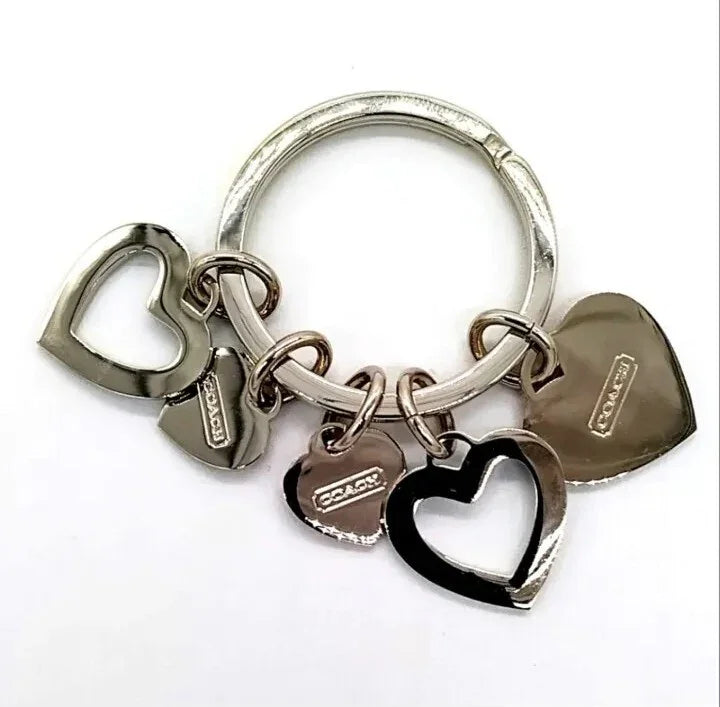 Rare COACH Heart Hearts Keychain Pink Blue Hearts Purse Charm Keychain
