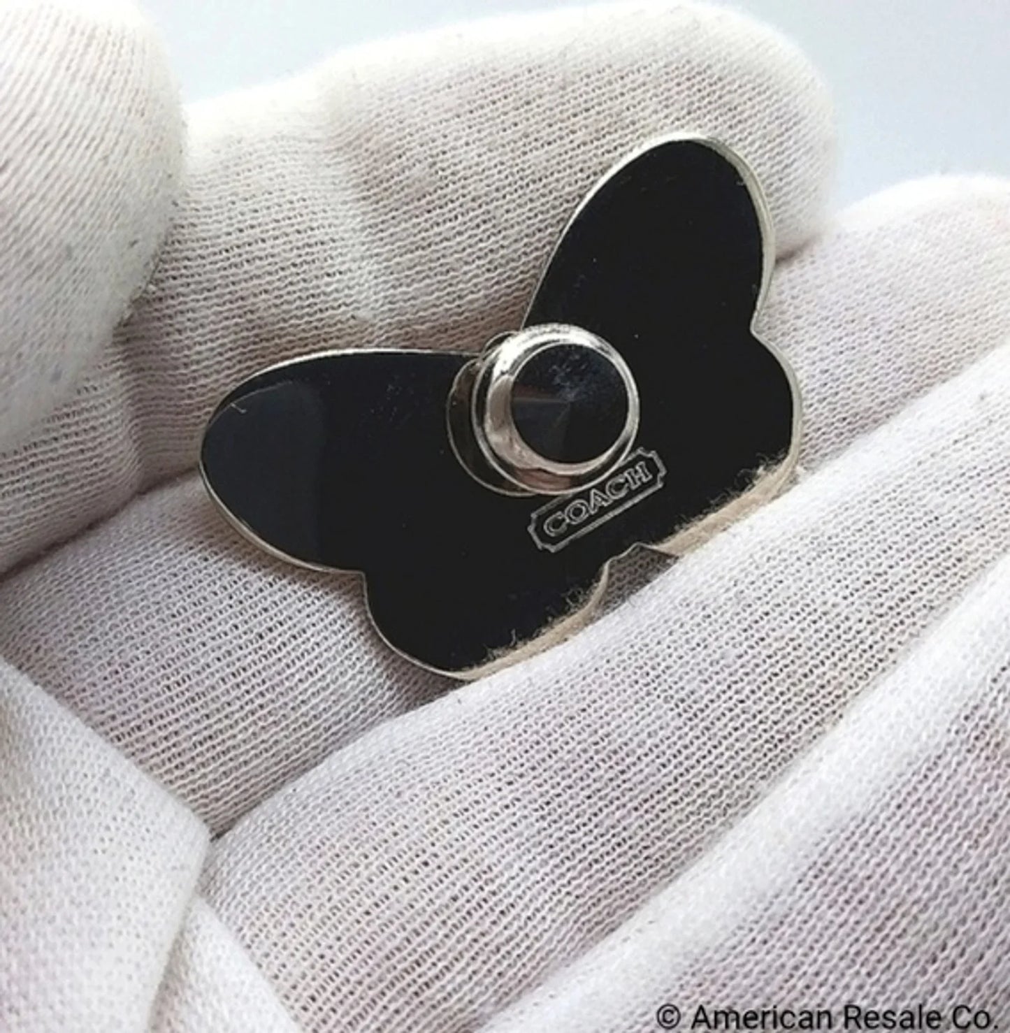 Vintage COACH White Enamel Butterfly Lapel Pin Brooch Purse Backpack Pin Charm