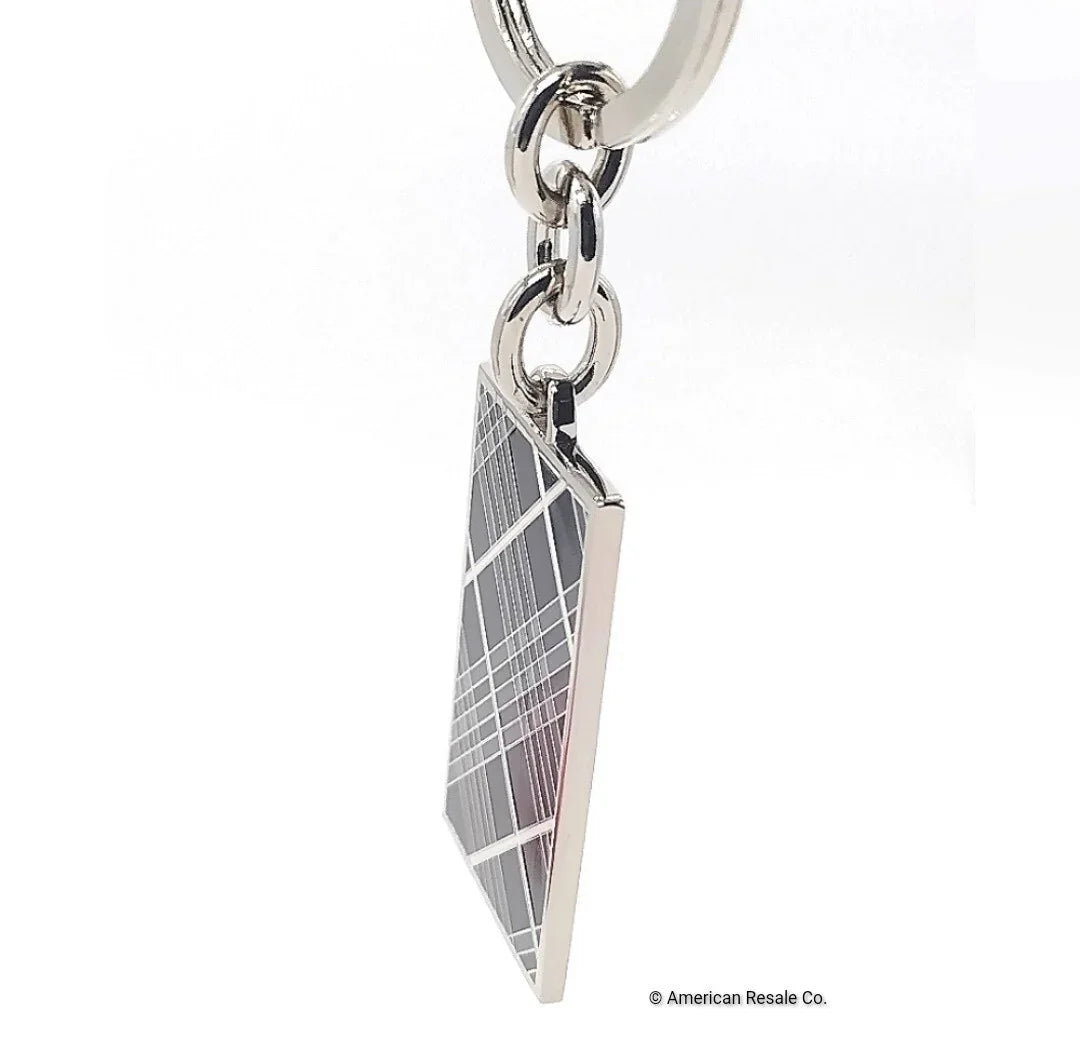 Vintage BURBERRY Black Nova Check Rectangle Keychain Purse Charm fob-men women 