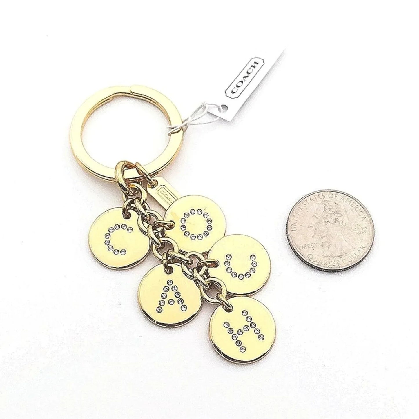 COACH Rare Gold Letters Keychain Made With Swarovski Crystals #F69939