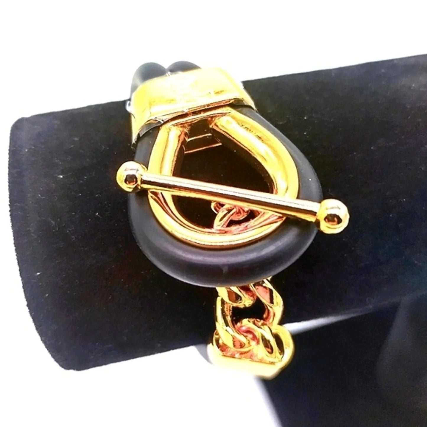 Alexander McQueen Double Layered Black Gold Rubber Corded Bracelet Necklace Set