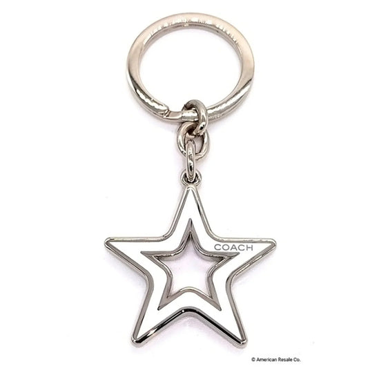 Coach White Star Enamel Signature Fob Keychain Purse Charm Accessory #7358