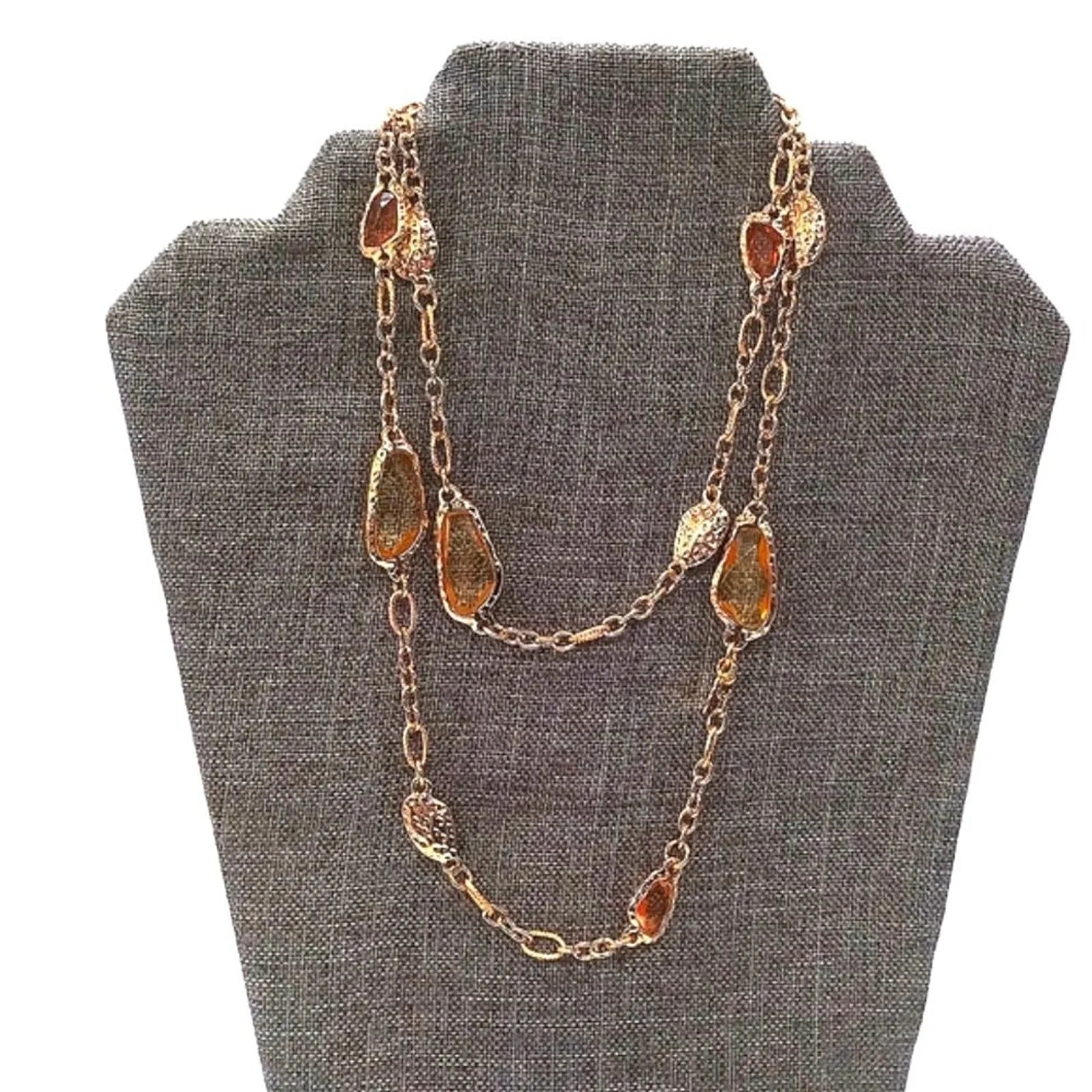 CHICO's Citrine Gemstone Statement Layered Convertible Necklace in Gold
