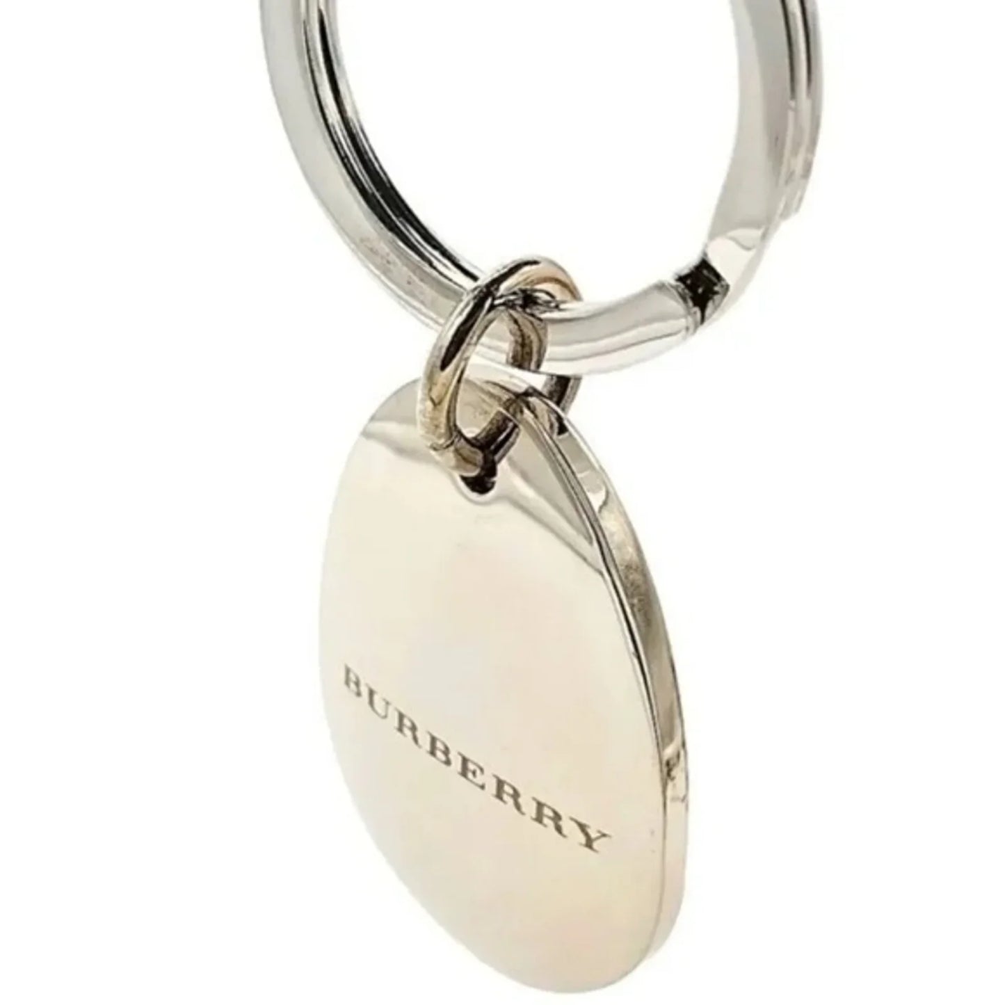 BURBERRY Vintage Nova Check Oval Teardrop keychain fob charm in Red. Unisex