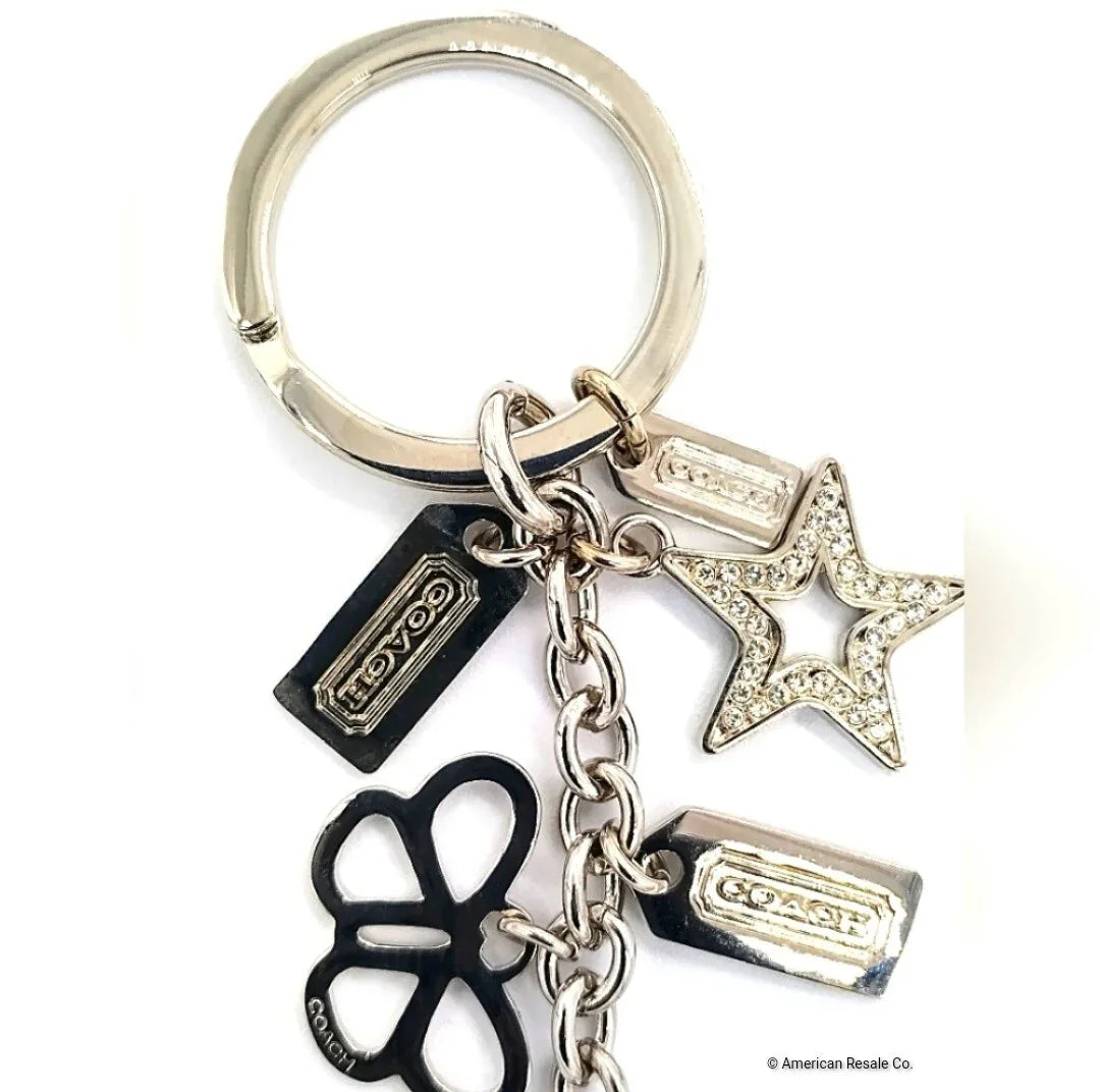Rare COACH Pave Multi Fob Crystal Butterfly Heart Star Keychain Fob Charm CZ