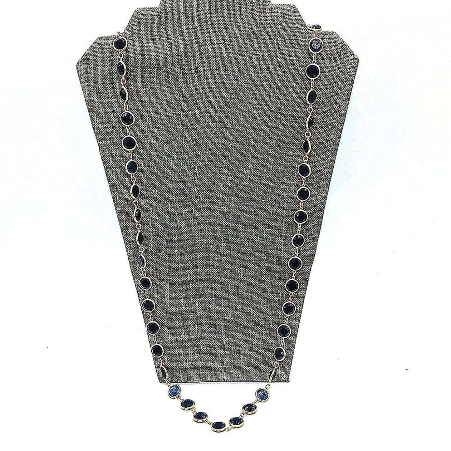 $50 CHICO'S Single Strand Blue Simulated Sapphire Necklace-Matte Gold