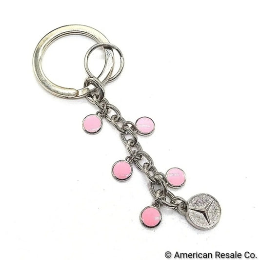 Genuine Mercedes Benz Multi Charm Fob Keychain Fob Purse Charm Silver in Pink