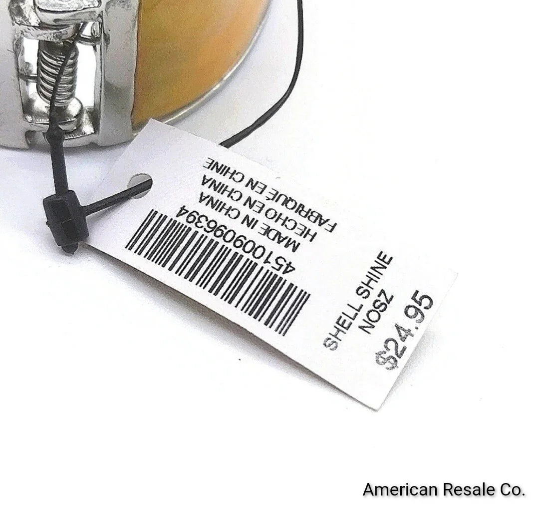 Chicos 1" Shell Shine Orange Hinged Bangle Bracelet in Silvertone NWT $25