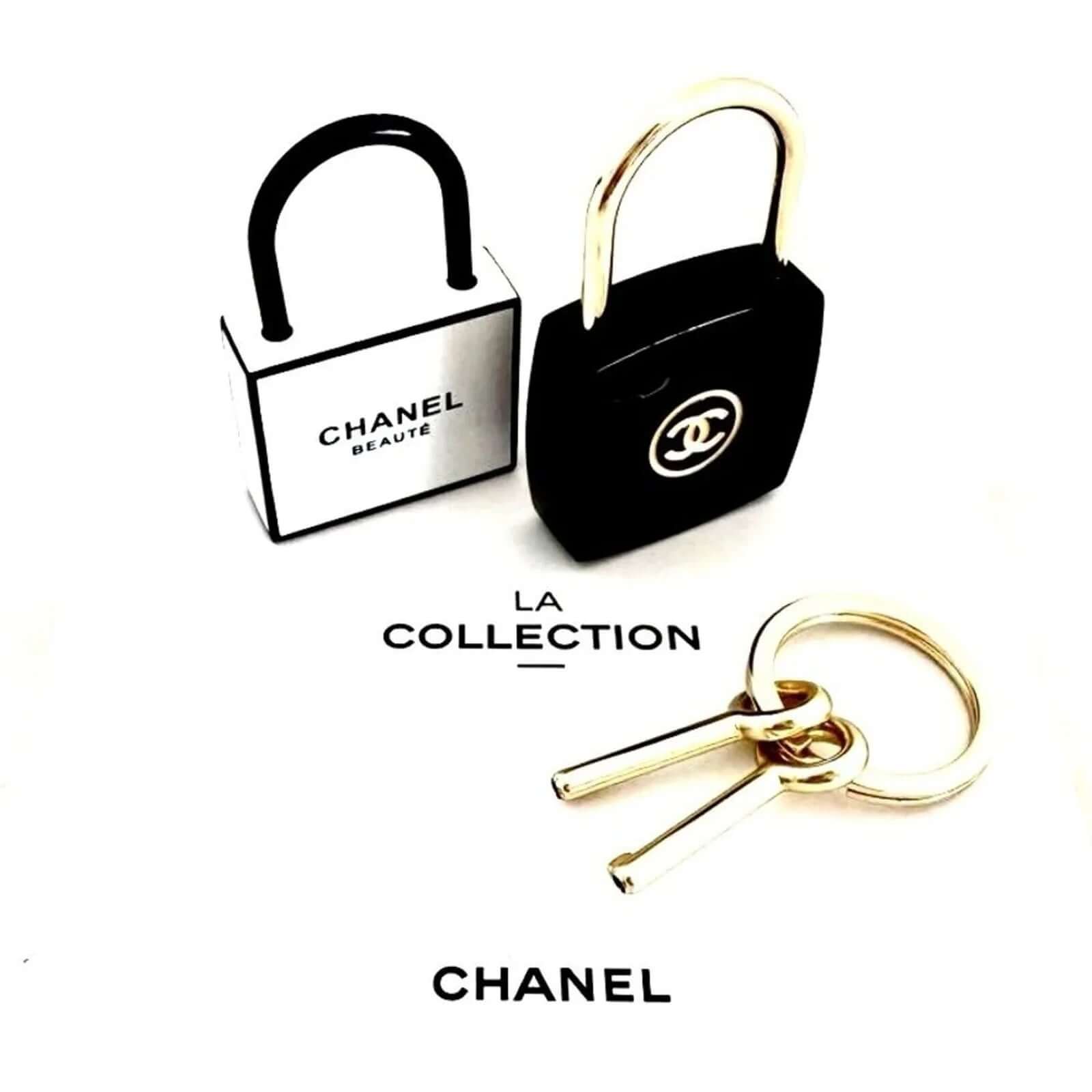 CHANEL PadLock Lock & Key Set Rare VIP Charm Keychain