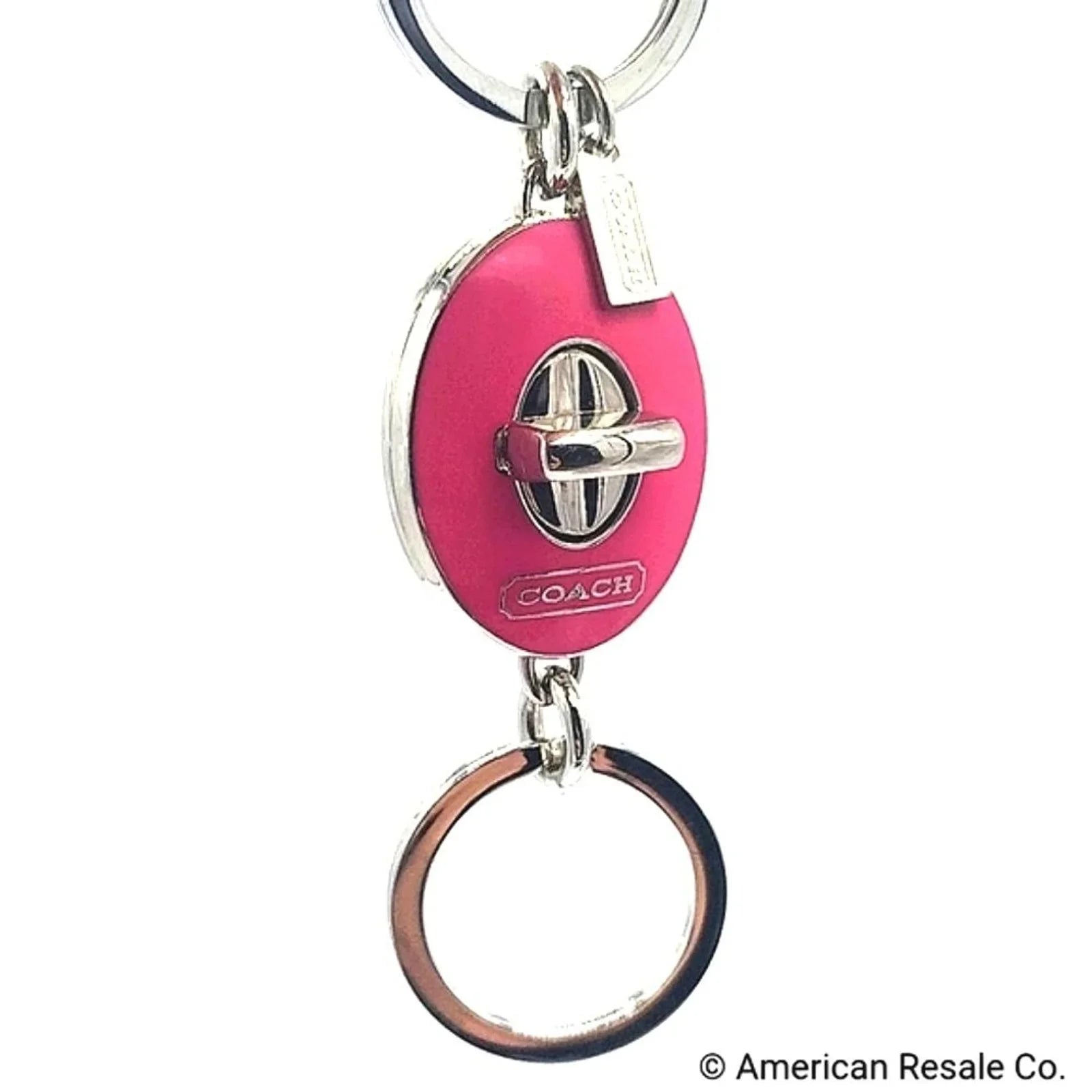 Vintage COACH Matte Neon Pink Turn-lock Valet Dual Fob Keychain