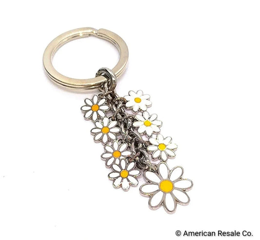 50% off! Rare COACH Enamel Multi Daisy Flower Keychain Fob Purse Charm-Vintage!