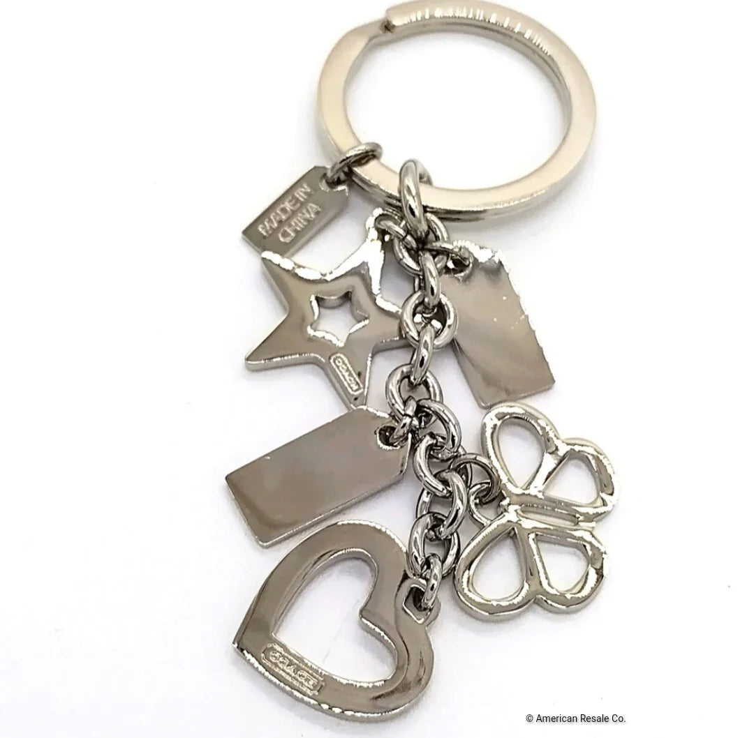 Rare COACH Pave Multi Fob Crystal Butterfly Heart Star Keychain Fob Charm CZ