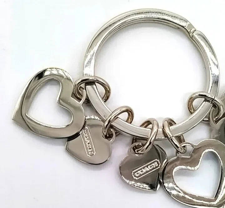Rare COACH Heart Hearts Keychain Pink Blue Hearts Purse Charm Keychain