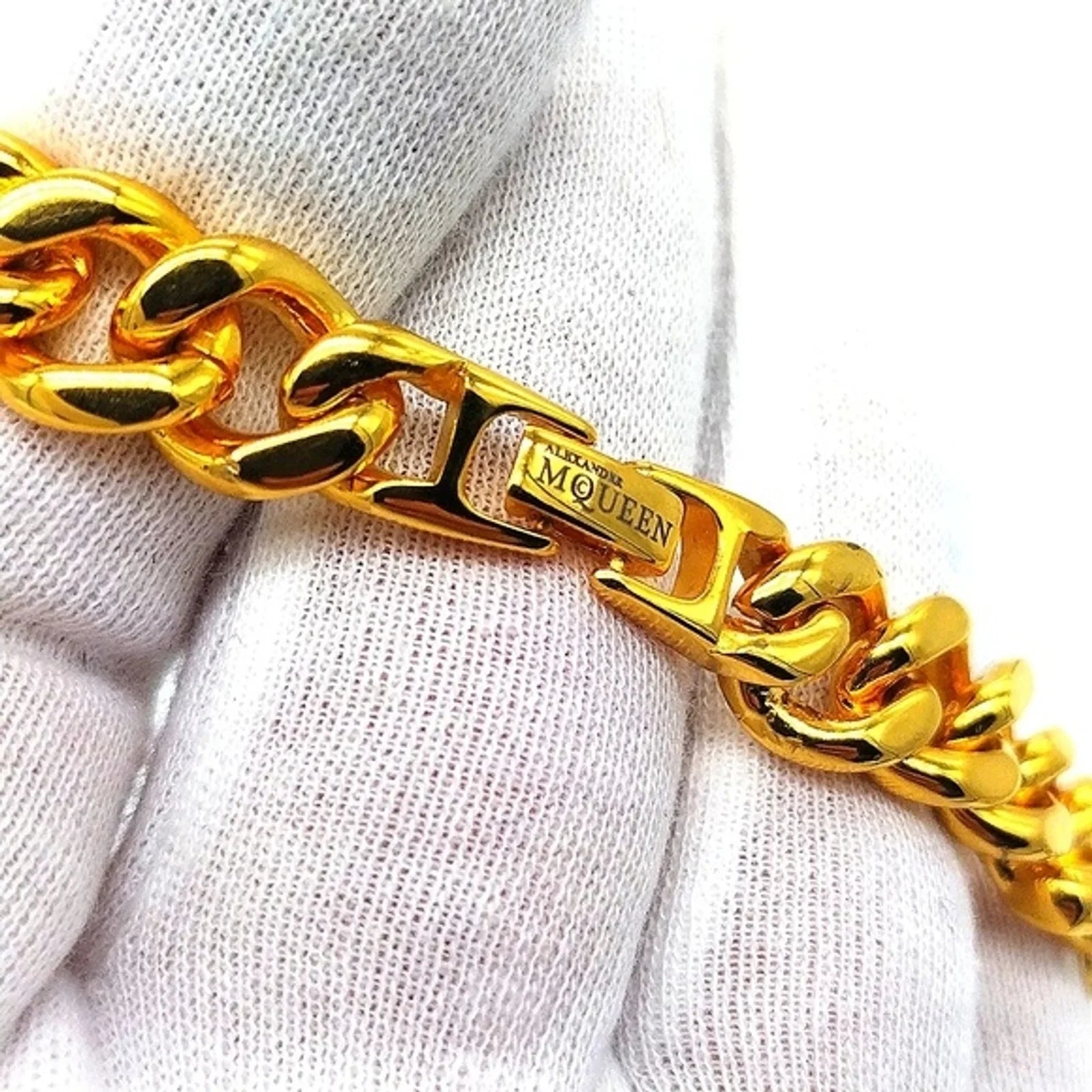 Alexander McQueen Gold Skull Motif 8" Bracelet