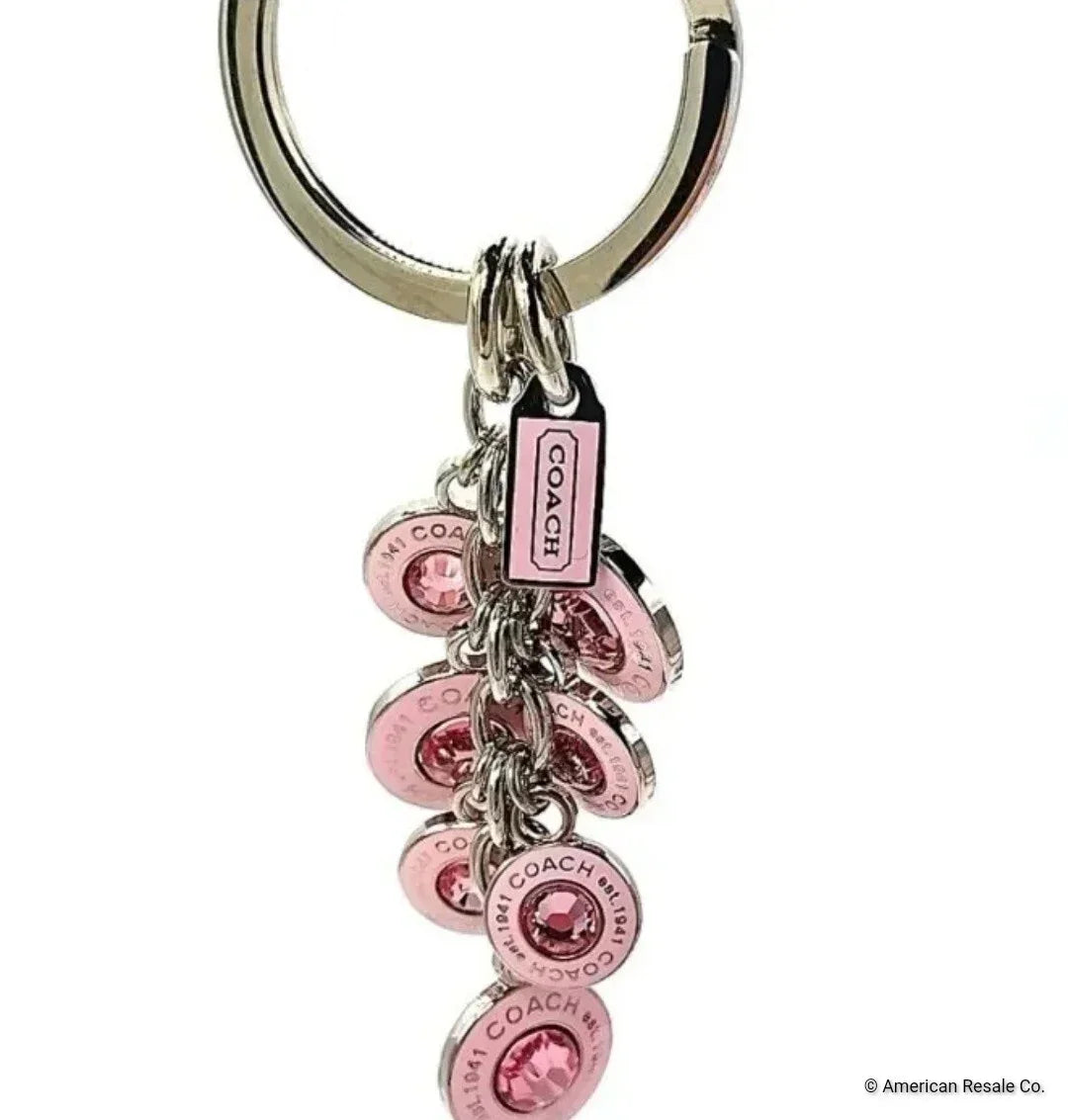 COACH Vintage BCA Signature Pink Diamond CZ Multi Charm Fob Keychain 1734