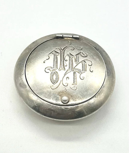 Antique IHS GOLD Sterling Silver Oil Stock, Oilstock w/Ring PYX SF chalice co.