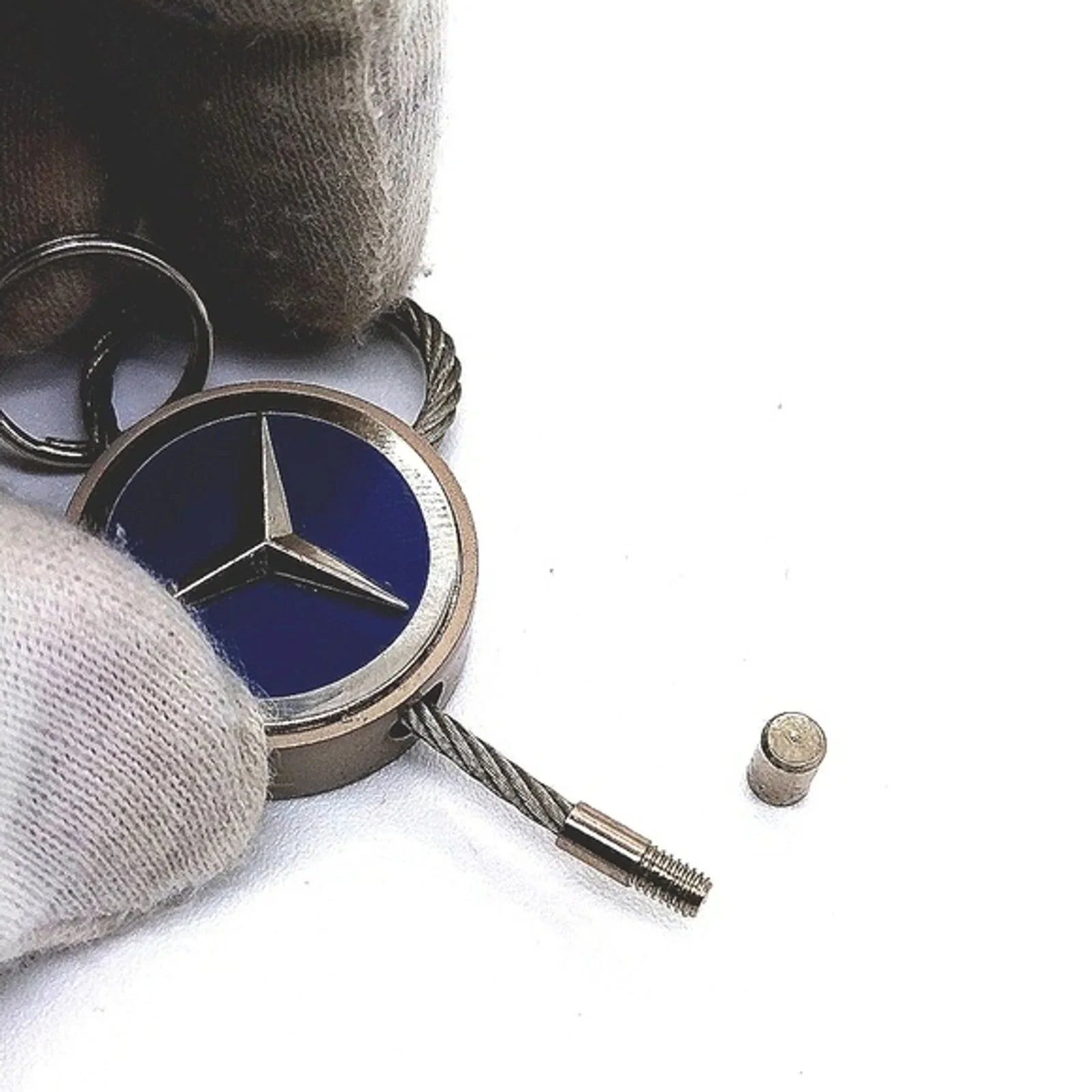 Authentic Mercedes Benz Vintage Keychain Key Fob in Stainless Steel OEM