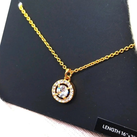 COACH Pave Halo Necklace in Gold NWT $125