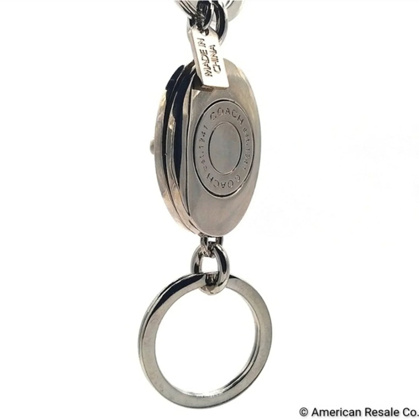 COACH Vintage White Dual Fob Keychain Purse Charm Key ring-Rare