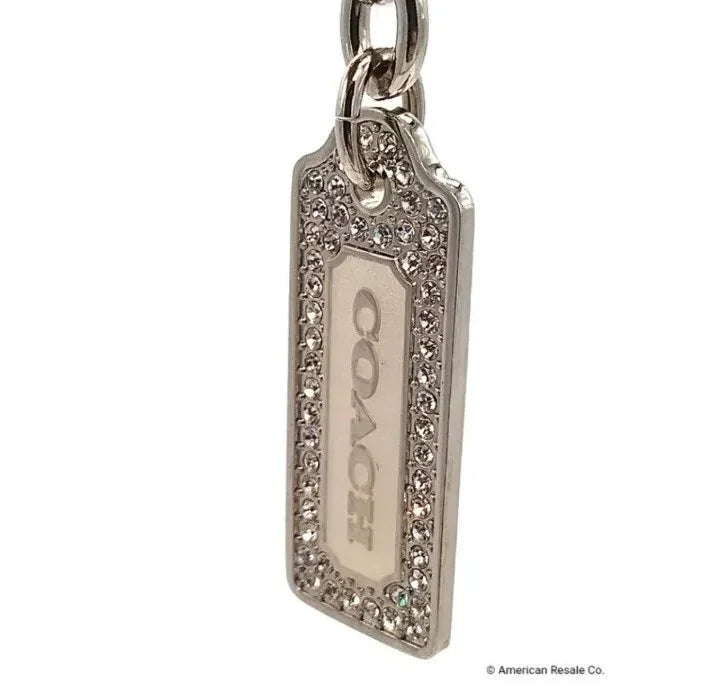 Rare COACH LOZ Pave Lanyard Diamond Enamel Keychain FOB CZ Purse Charm Tag #8865