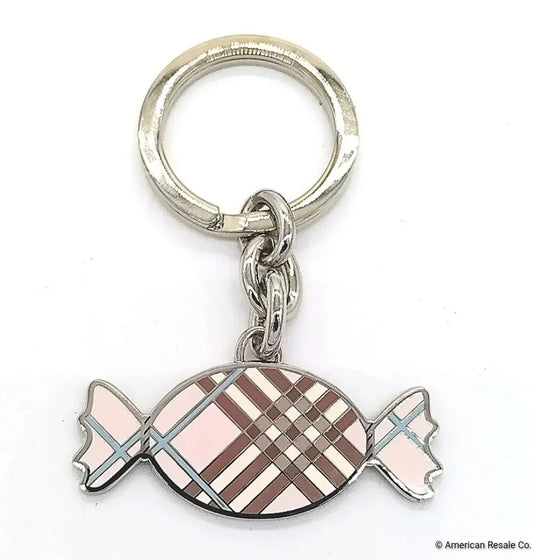 $129 Vintage BURBERRY Nova Check Candy Keychain Fob Purse Charm-Authentic