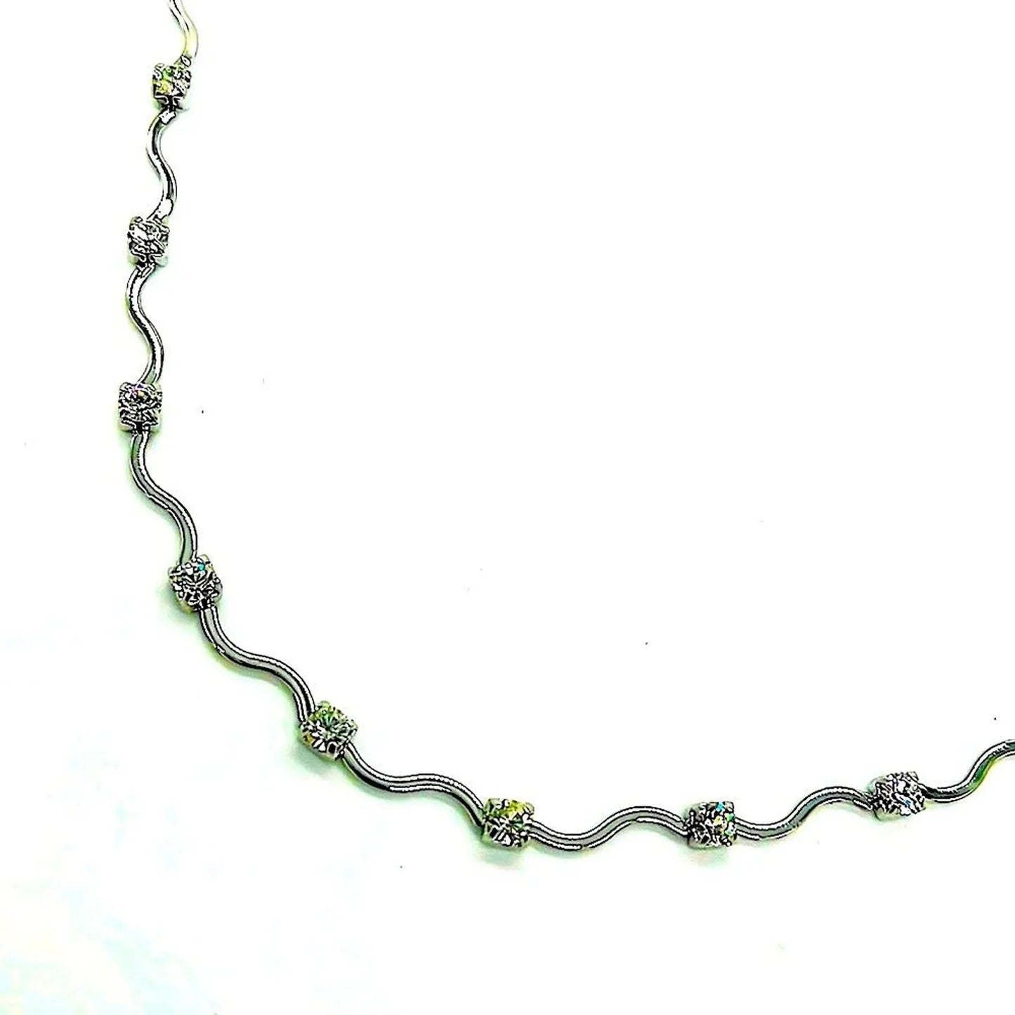 JOAN RIVERS 18” Vintage Delicate Crystal Silver Statement Collar Necklace-NEW