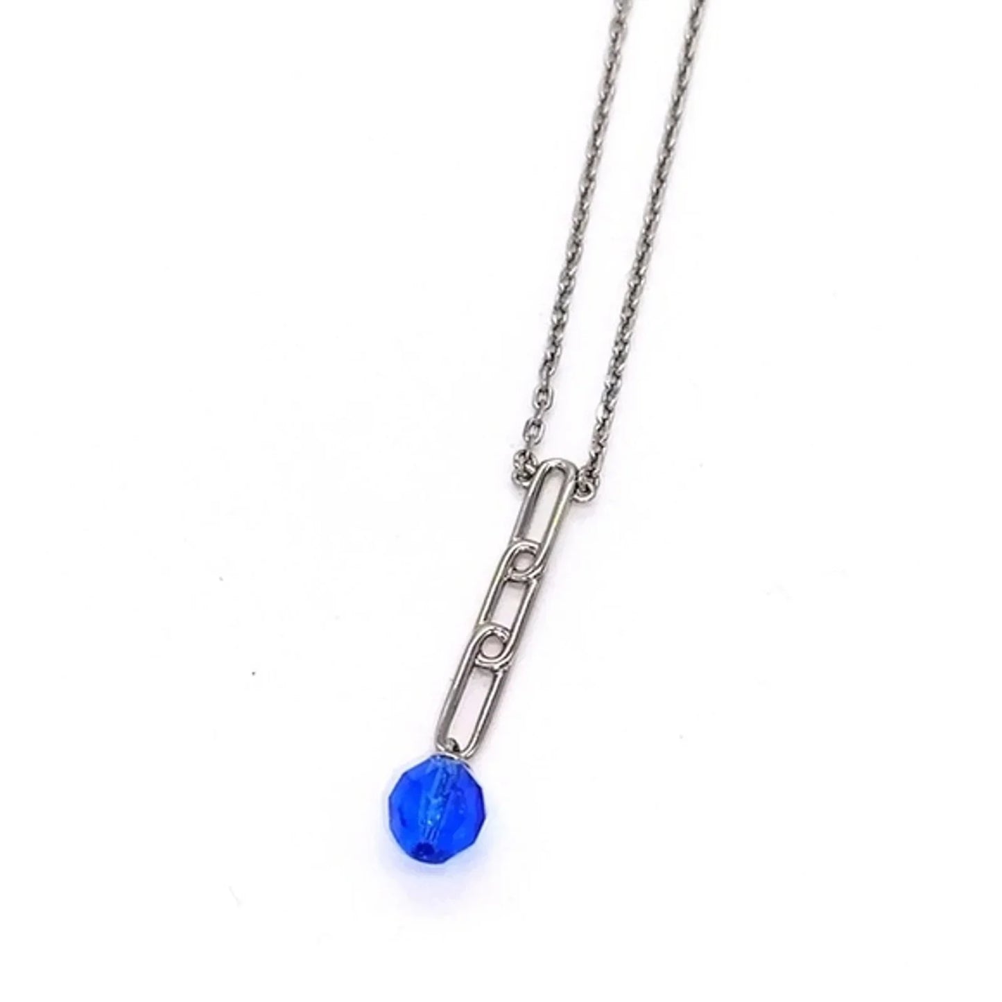 $48 Calvin Klein CK Minimalist Sapphire Blue Swarovski Bead Pendant Necklace