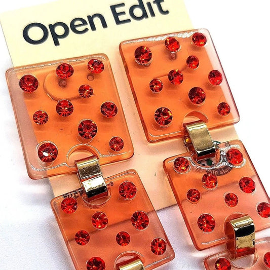 NORDSTROM Open Edit 5" Orange Neon Cubic Zirconia Drop Dangle Statement Earrings