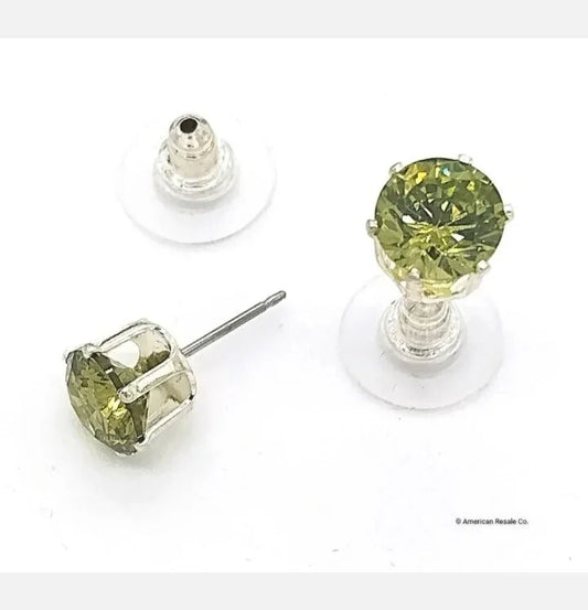 Made with Swarovski® Crystal 8MM Stud Earrings in Brilliant Peridot Green